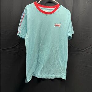 Sonic Light Blue and Red Men's Short Sleeve Tee Sz M (8qb)